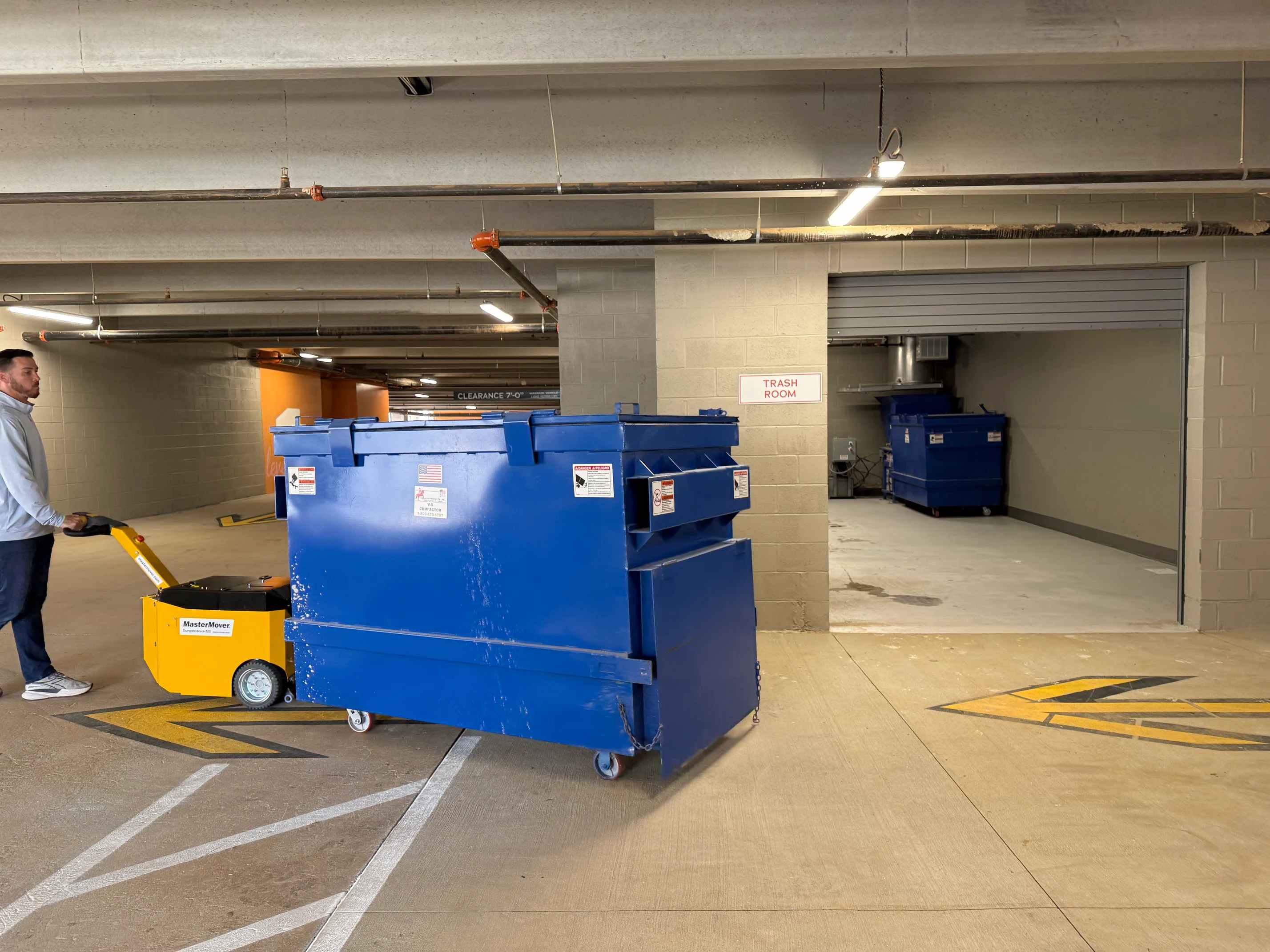 DumpsterMover300 moving dumpster at GreyStar