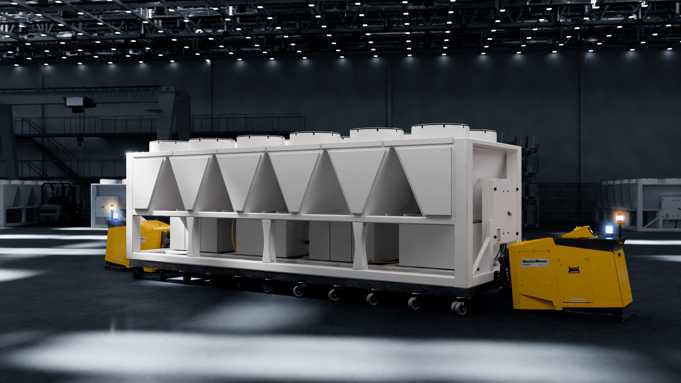 Industrial cooling unit being moved with MasterMover tuggers