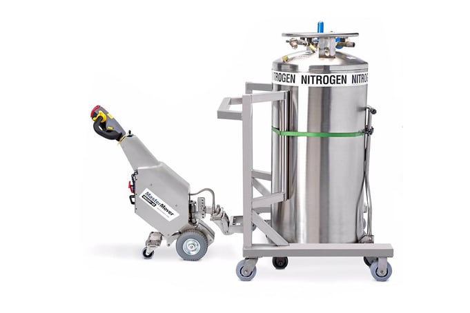 electric tug moving nitrogen tank in healthcare 