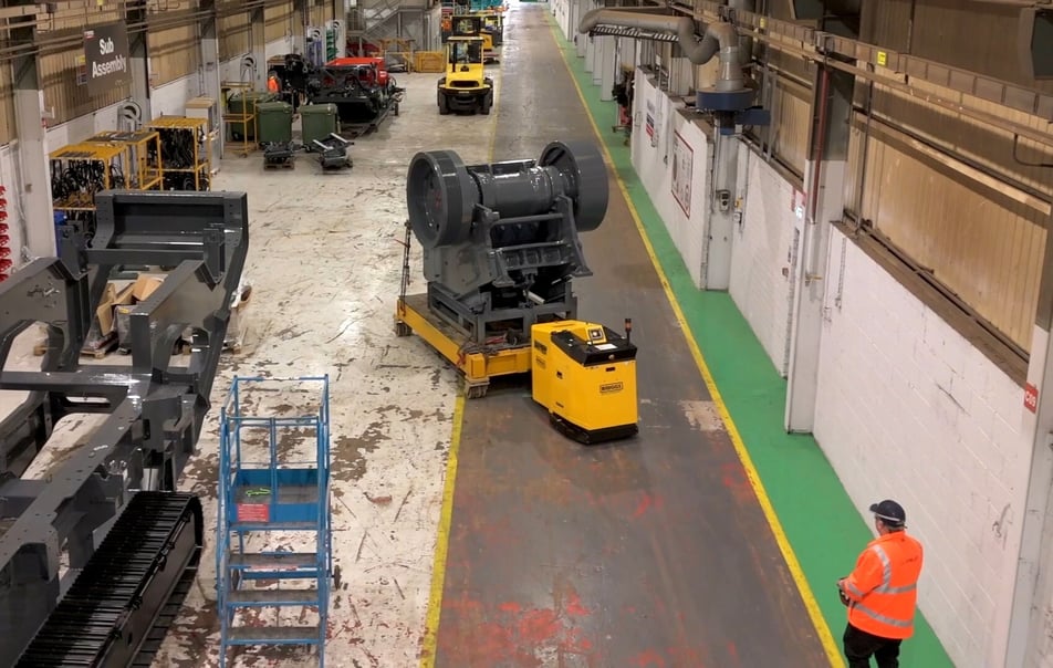 Terex using PowerSteered to move loads Indoors Remote Control