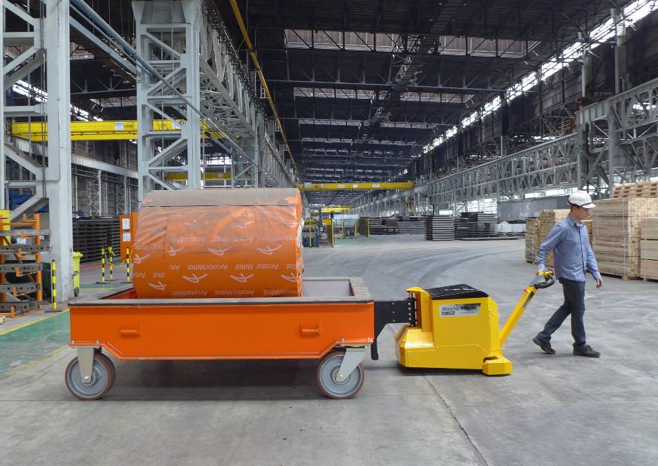 MasterTug MT1200+ moving materials through production at ArcelorMittal