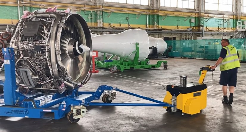 MasterTow moving an aero engine in aerospace mro