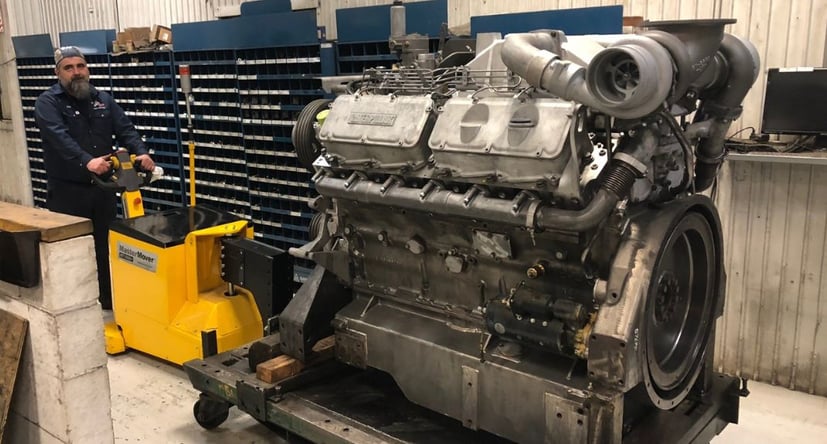 MasterTug MT1500 moving a diesel engine