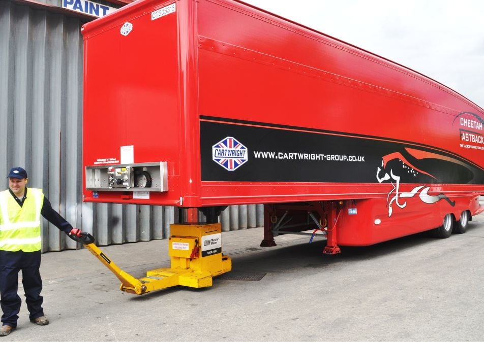 TMS moving a completed articulated lorry trailer