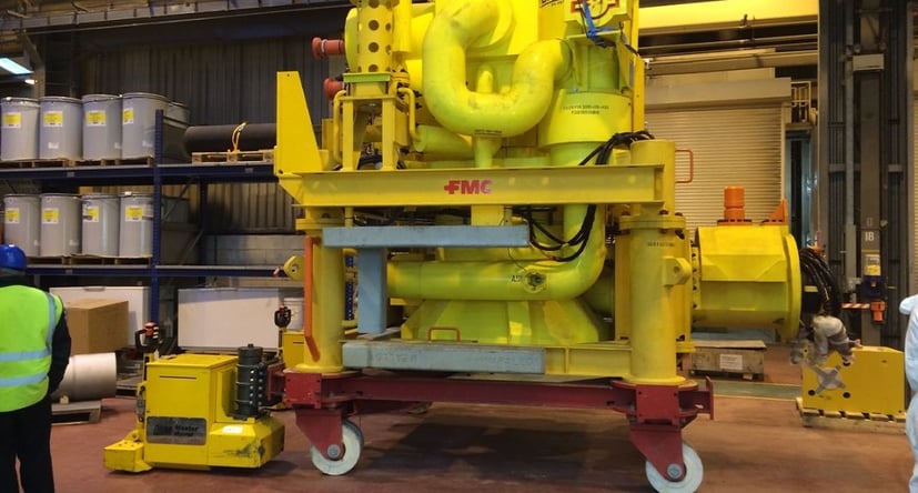 MasterTug moving gas refining equipment