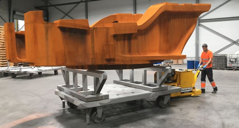 MasterTug moving wind turbine components during manufacturing 
