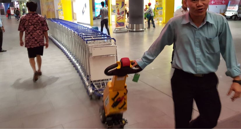 SmartMover SM100+ moving baggage trolleys at KLIA