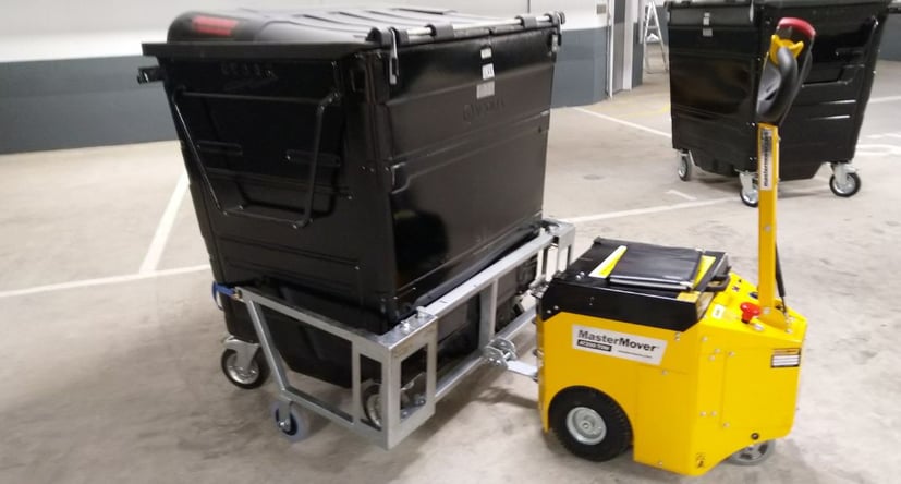 MasterTow TOW200 with a commercial bin in a bin towing frame