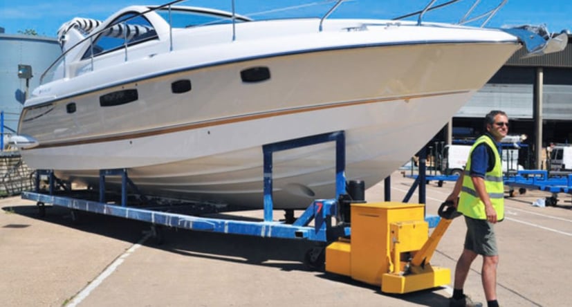 MasterTug moving a yacht on a cradle