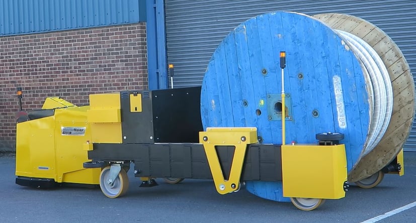 PowerSteered PS3000+ moving a cable reel outside a factory