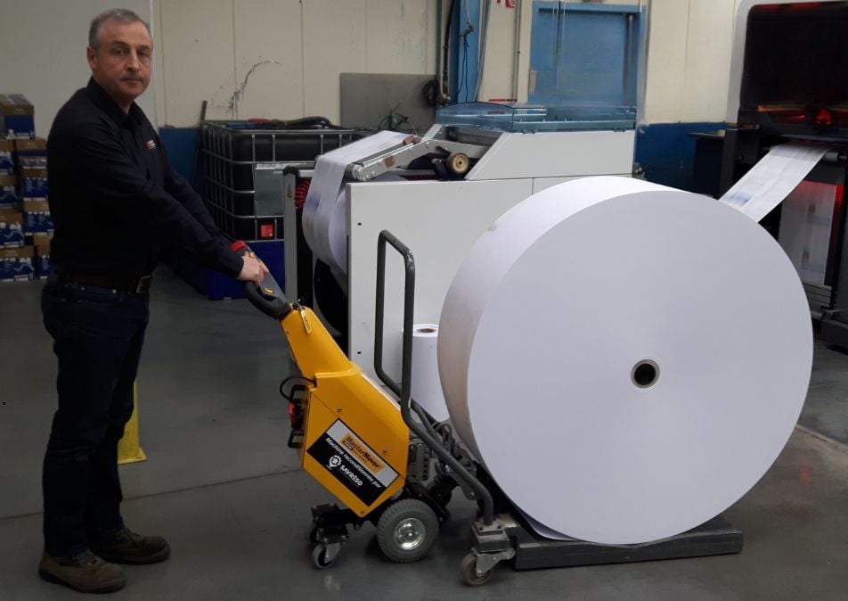 SmartMover SM100+ moving a large roll of paper 
