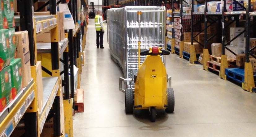 AllTerrain ATP400 moving nested roll cages in a warehouse