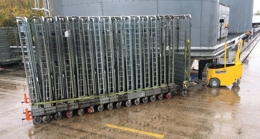 MasterTow TOW300 moving nested roll cages outside in the rain