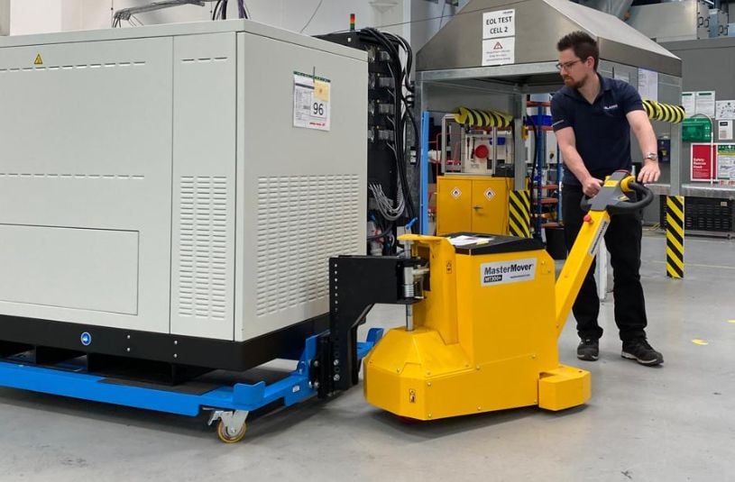 MasterTug electric tug moving a generator