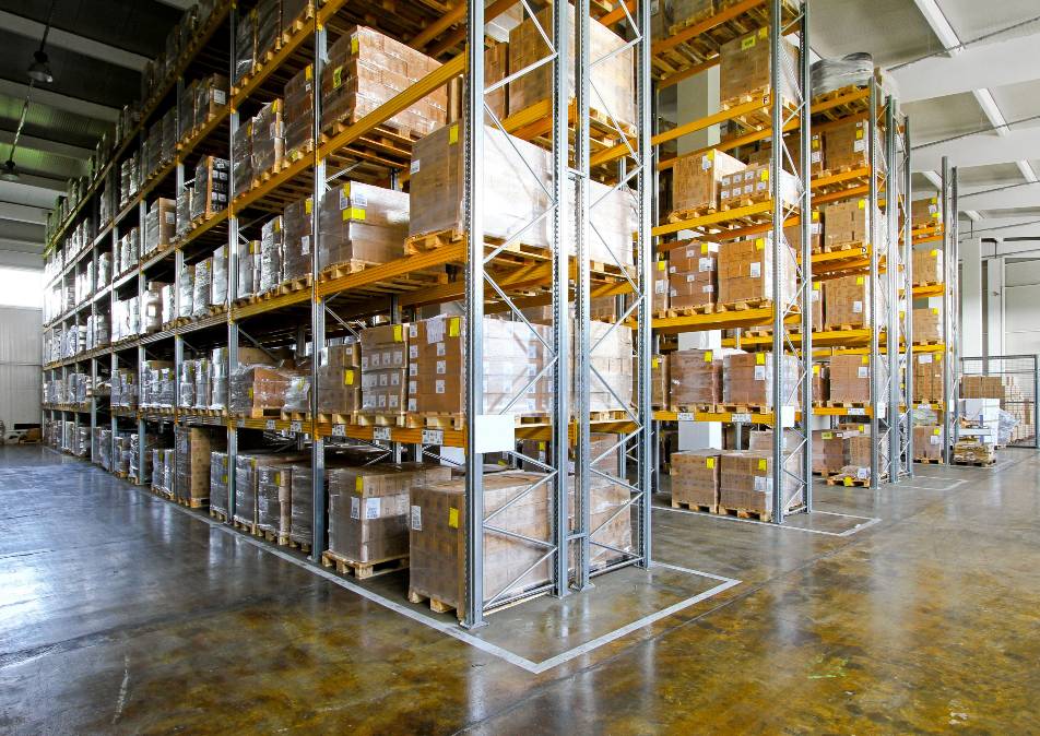 Storage racking in a warehouse