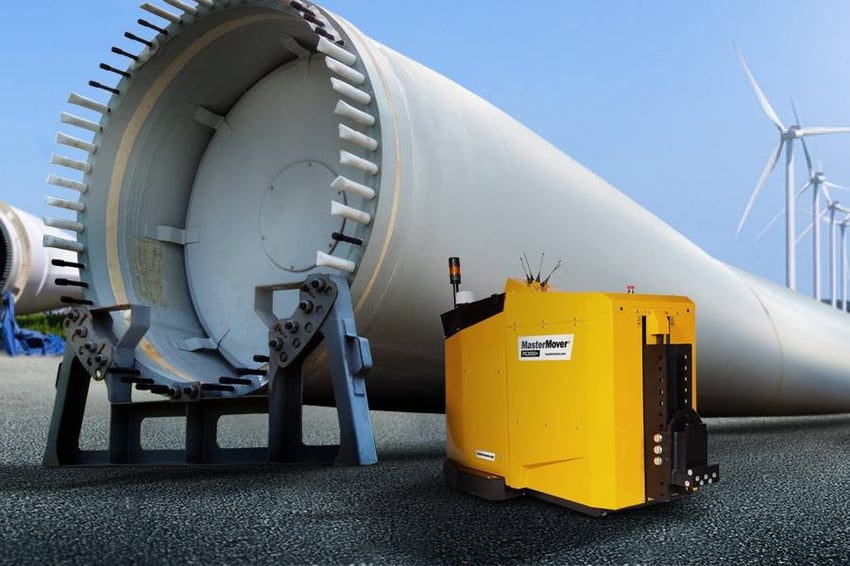 Electric tug moving wind turbine blade